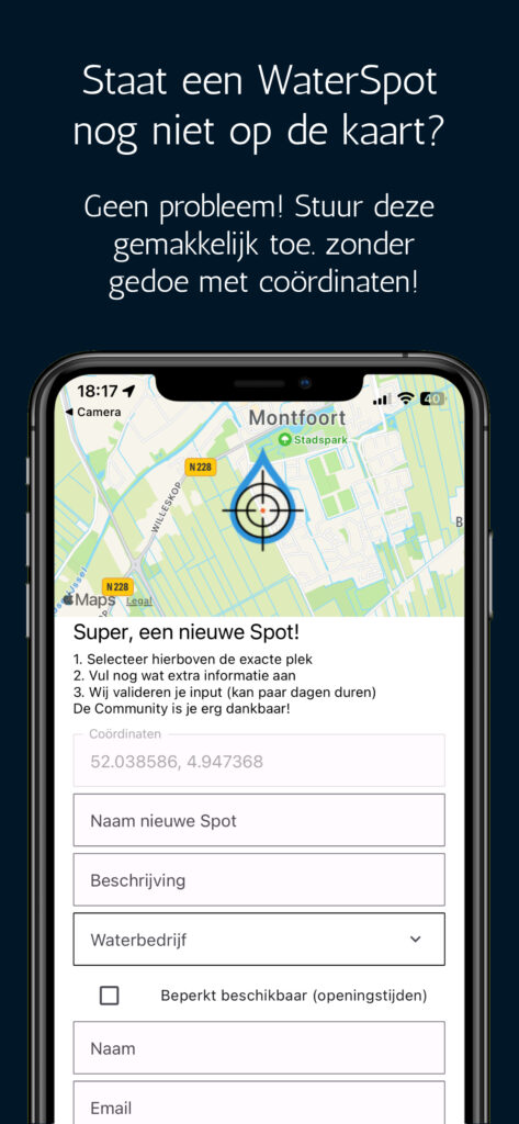 Possibility to add a new Marker right from the app, where the coordinates are automatically fetched from the selected location for ease of use.